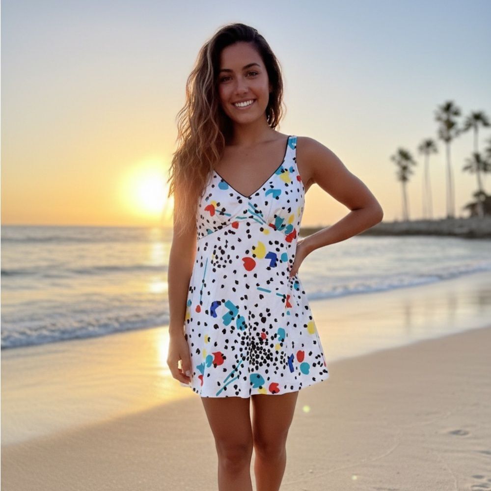 VTG Stewart Swim Dress 1980s DEADSTOCK NWT One Piece M/L